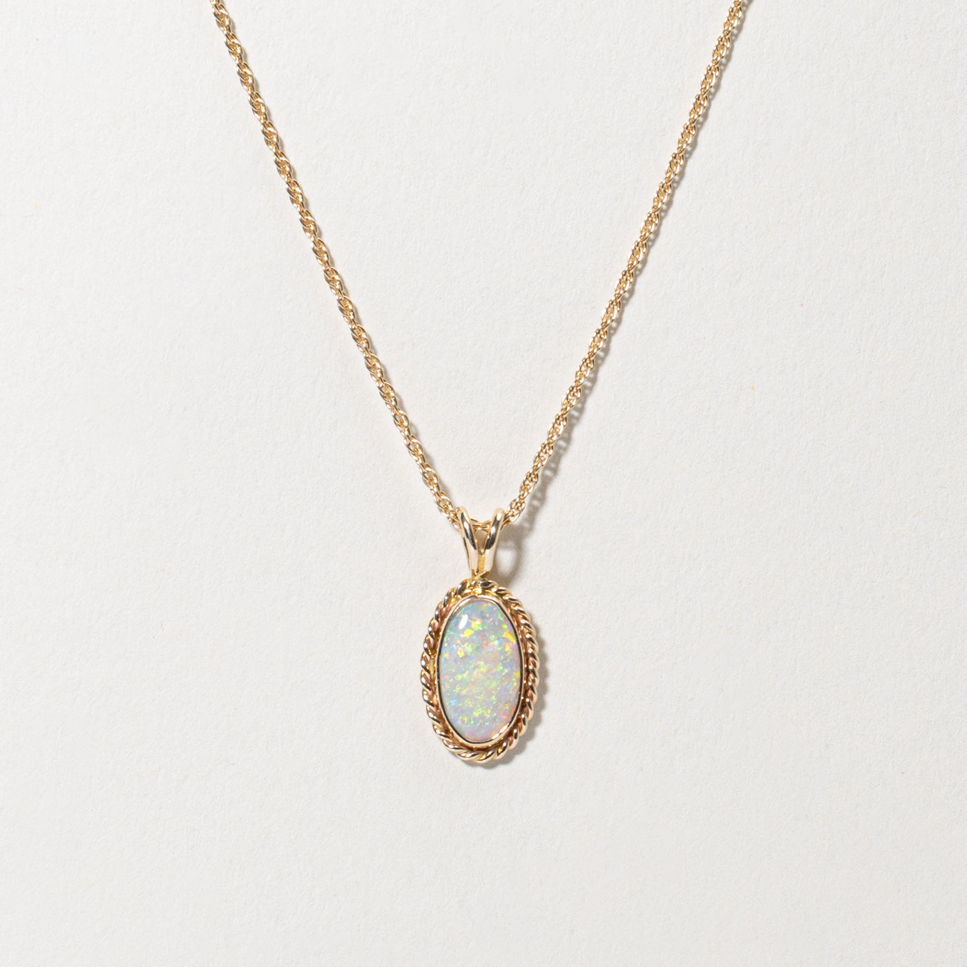 14k Opal Rope Detail Pendant Necklace | 1.06ct | 20"