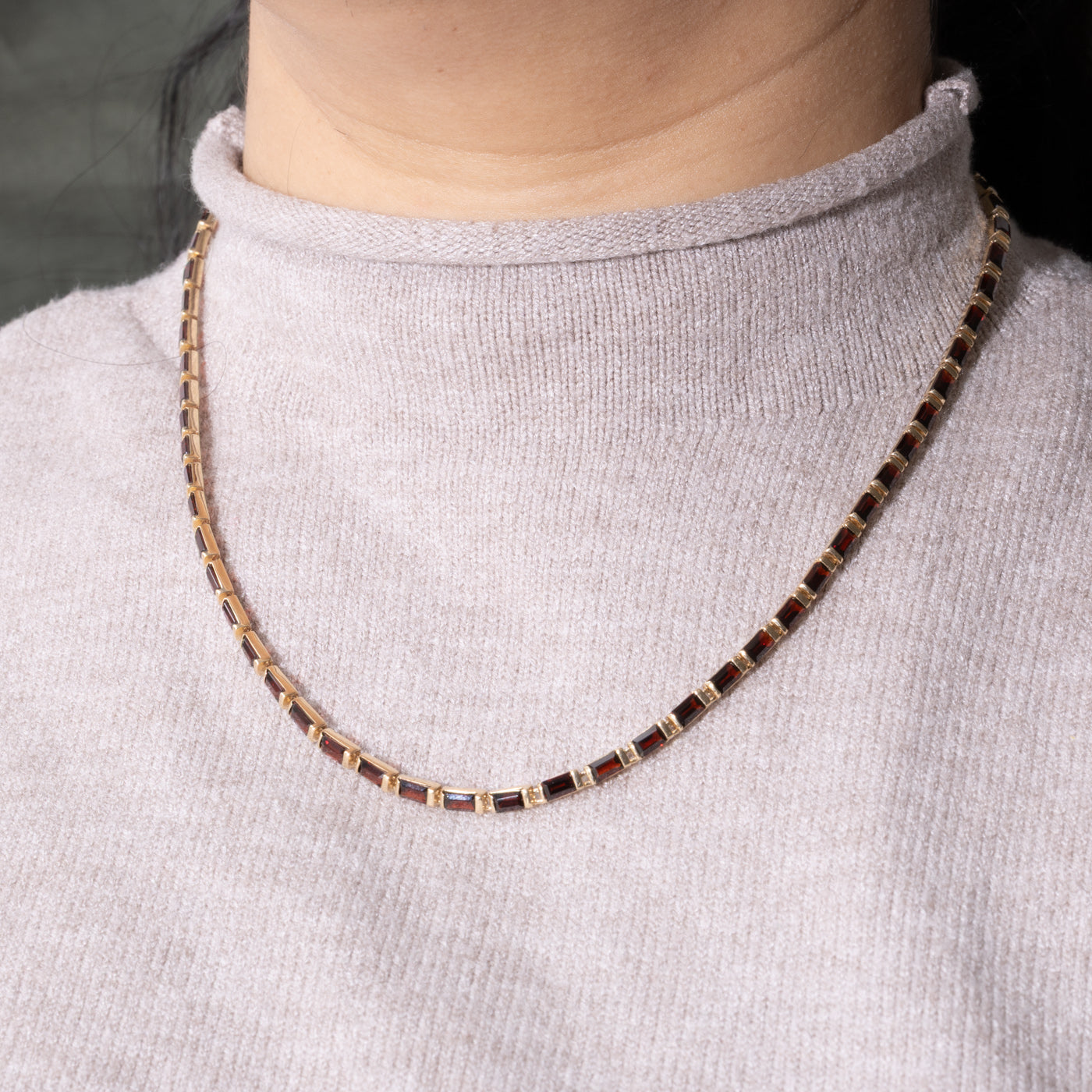 14k Garnet Tennis Necklace | 19.60ctw | 19"