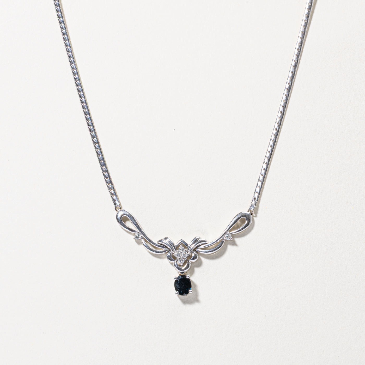 18k Sapphire & Diamond Ornate Necklace | 1.06ct, 0.16ctw | 17"