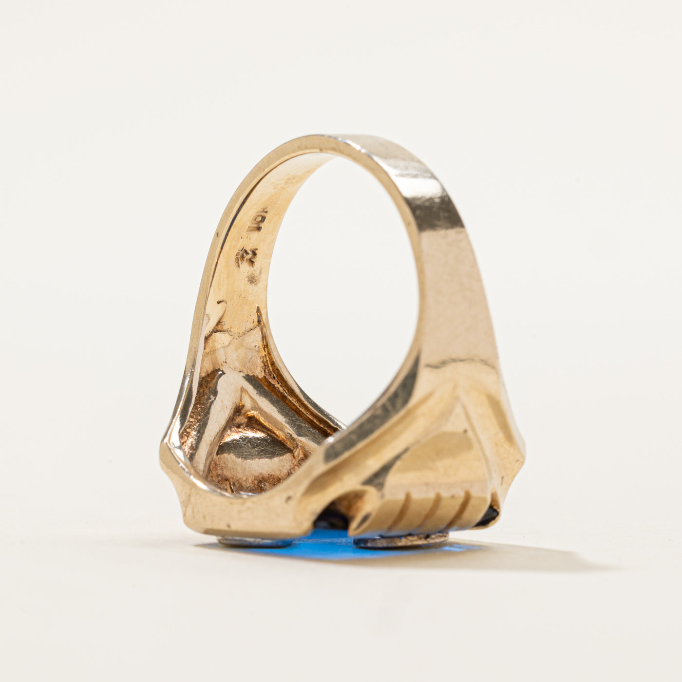 10k Synthetic Sapphire & Diamond "C" Initial Signet Ring | 5.00ct, 0.01ct | SZ 9.75