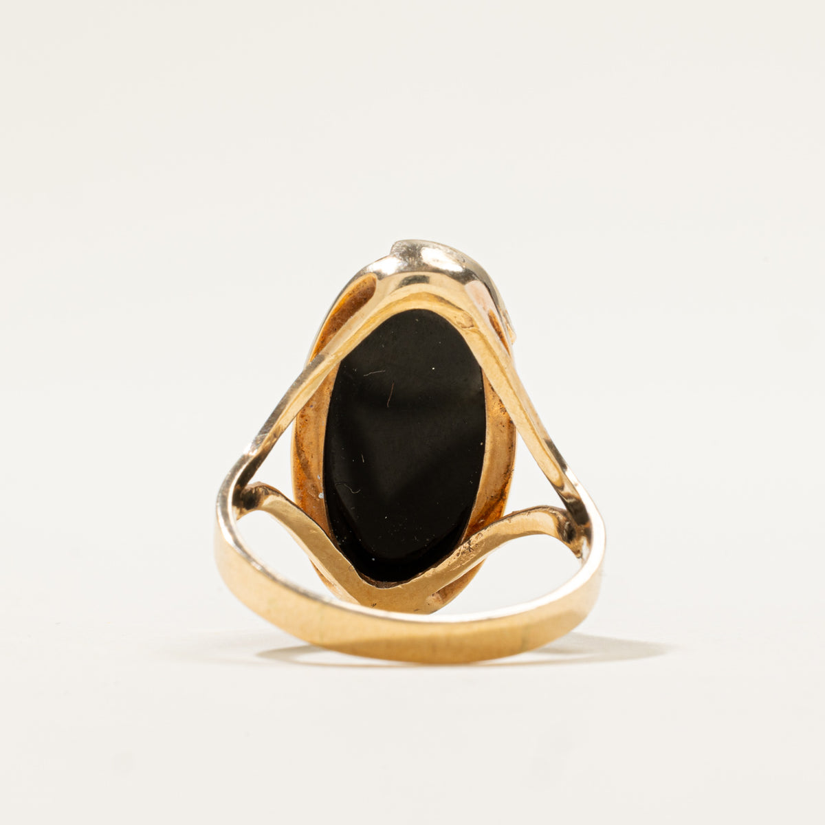 10k Onyx & Diamond Abstract Cocktail Ring | 5.75ct, 0.01ctw | SZ 10