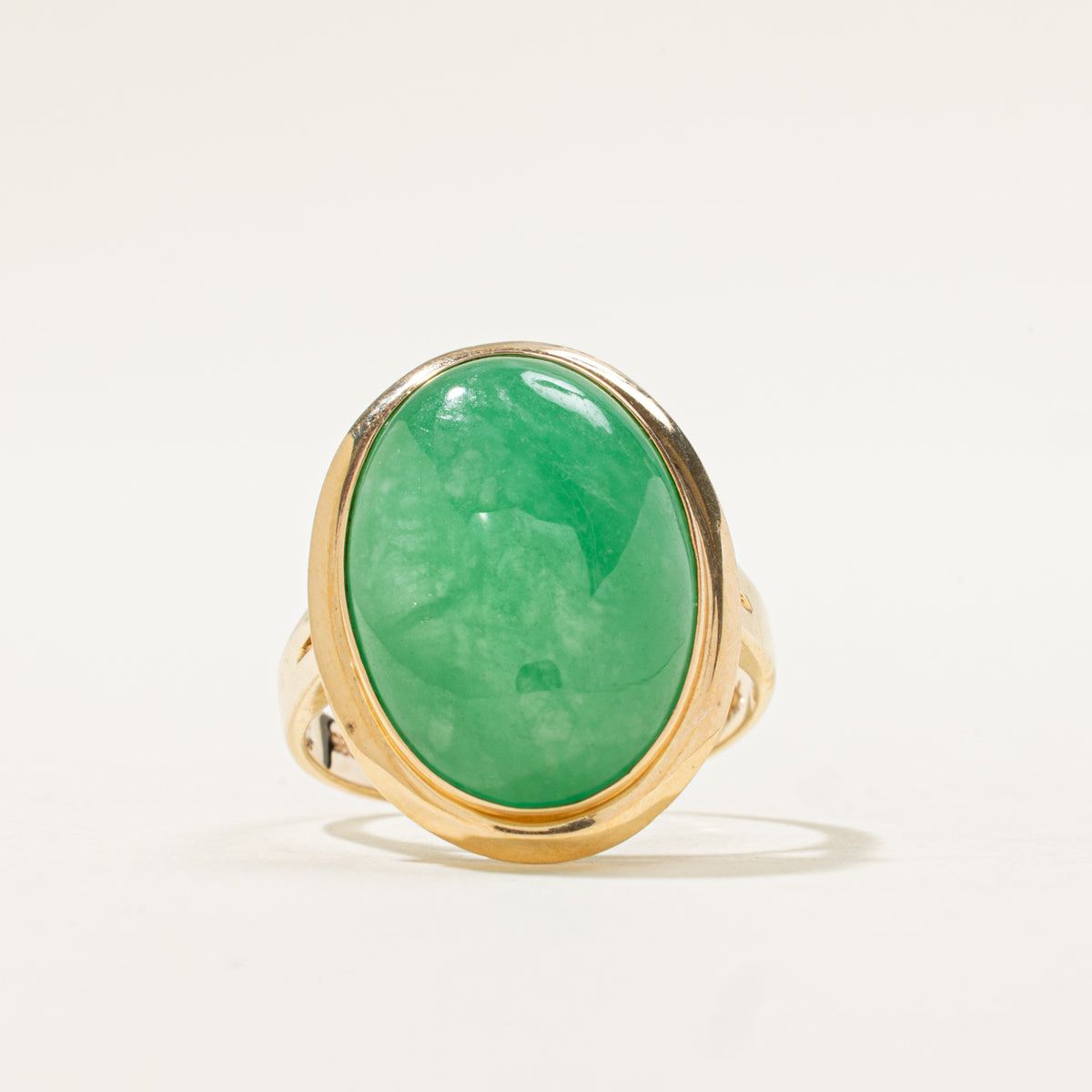 14k Solitaire Jadeite Cocktail Ring | 10.50ct | SZ 6.75
