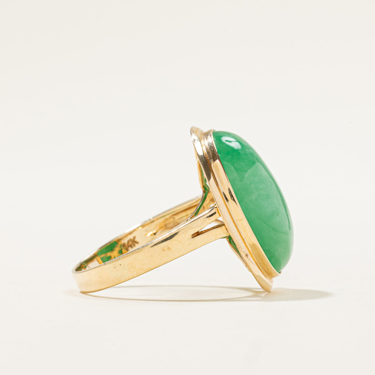 14k Solitaire Jadeite Cocktail Ring | 10.50ct | SZ 6.75