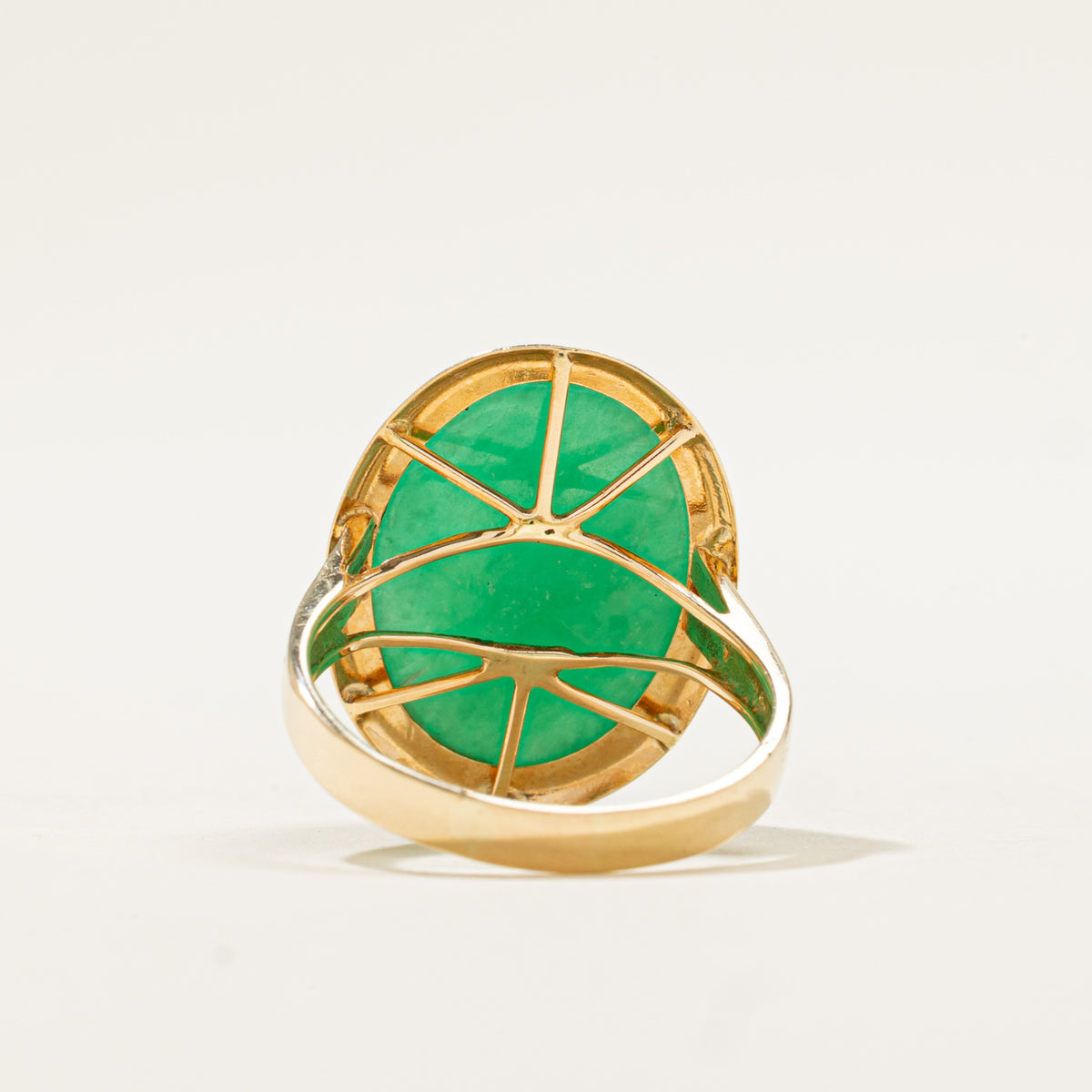 14k Solitaire Jadeite Cocktail Ring | 10.50ct | SZ 6.75