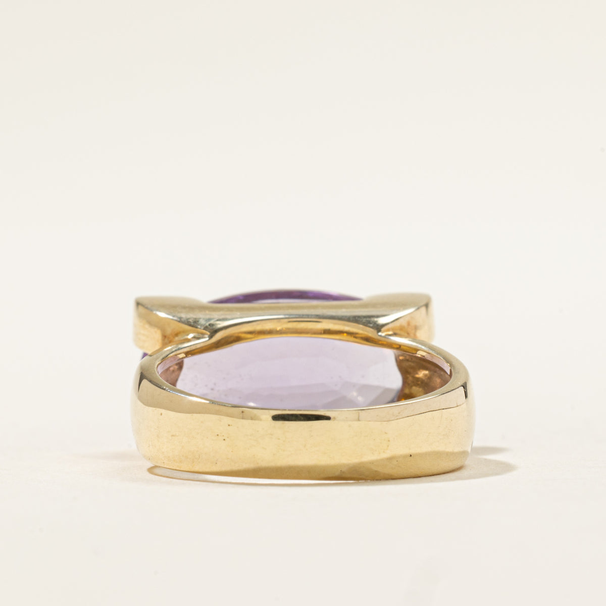14k Yellow Gold Solitaire East West Amethyst Cocktail Ring | 5.75ct | SZ 7