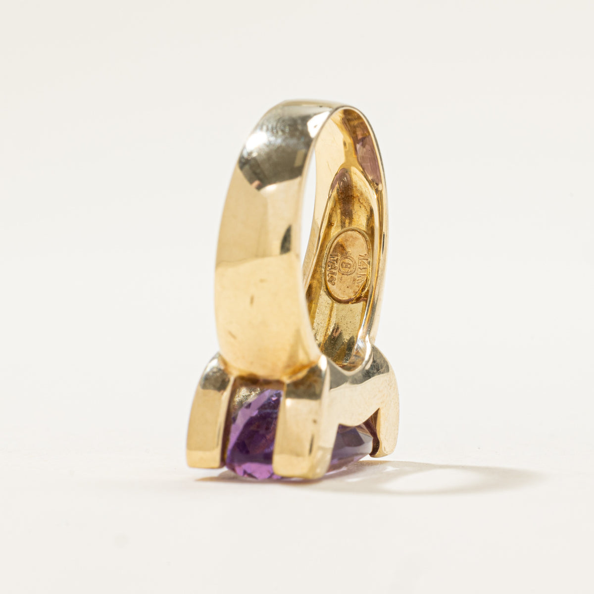14k Yellow Gold Solitaire East West Amethyst Cocktail Ring | 5.75ct | SZ 7