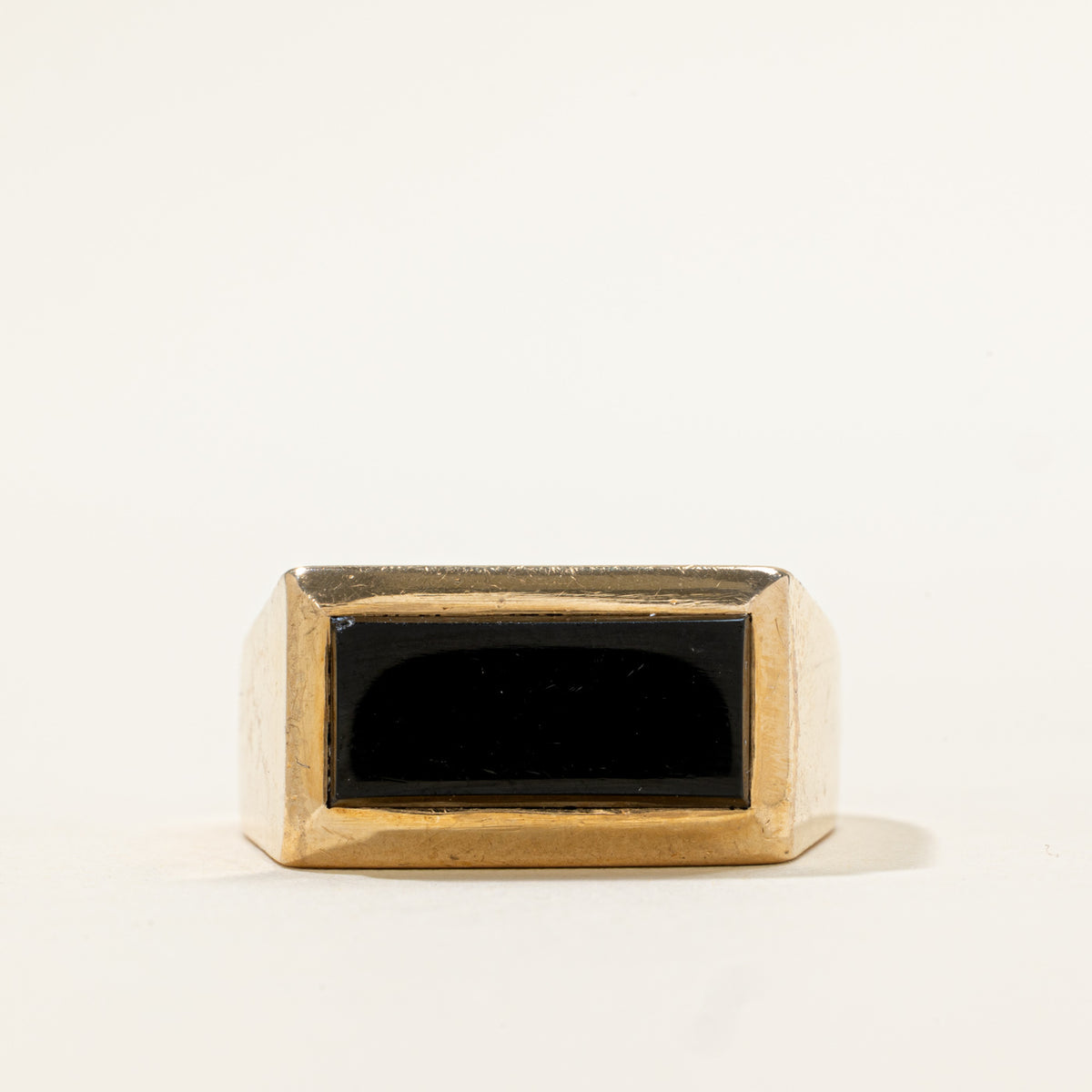 14k Solitaire East West Onyx Signet Ring | 1.40ct | SZ 9.25