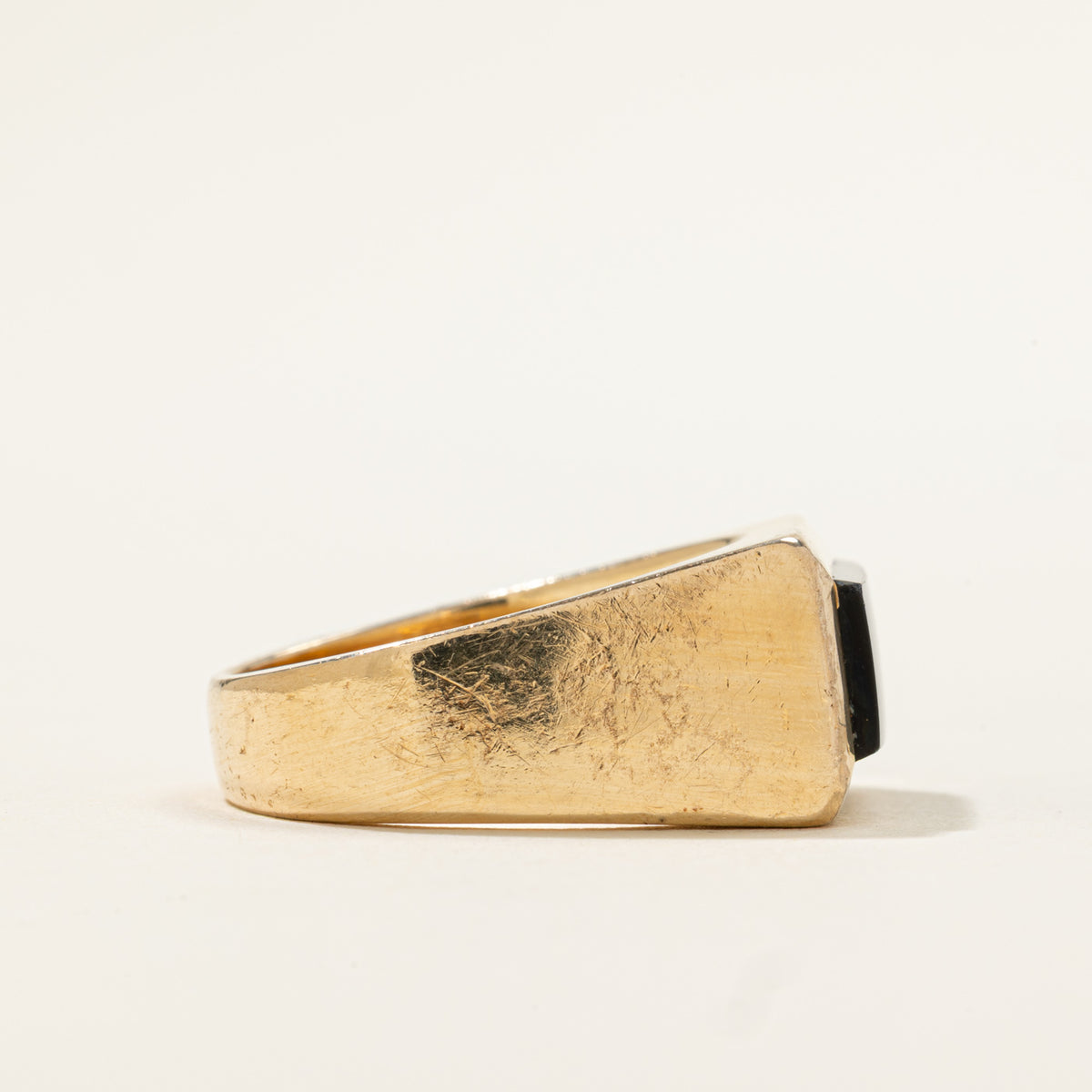 14k Solitaire East West Onyx Signet Ring | 1.40ct | SZ 9.25
