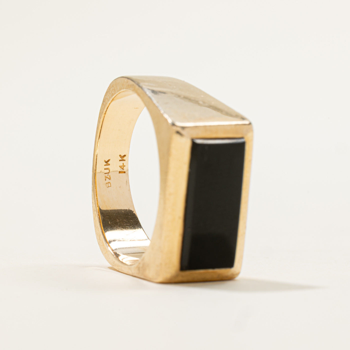 14k Solitaire East West Onyx Signet Ring | 1.40ct | SZ 9.25
