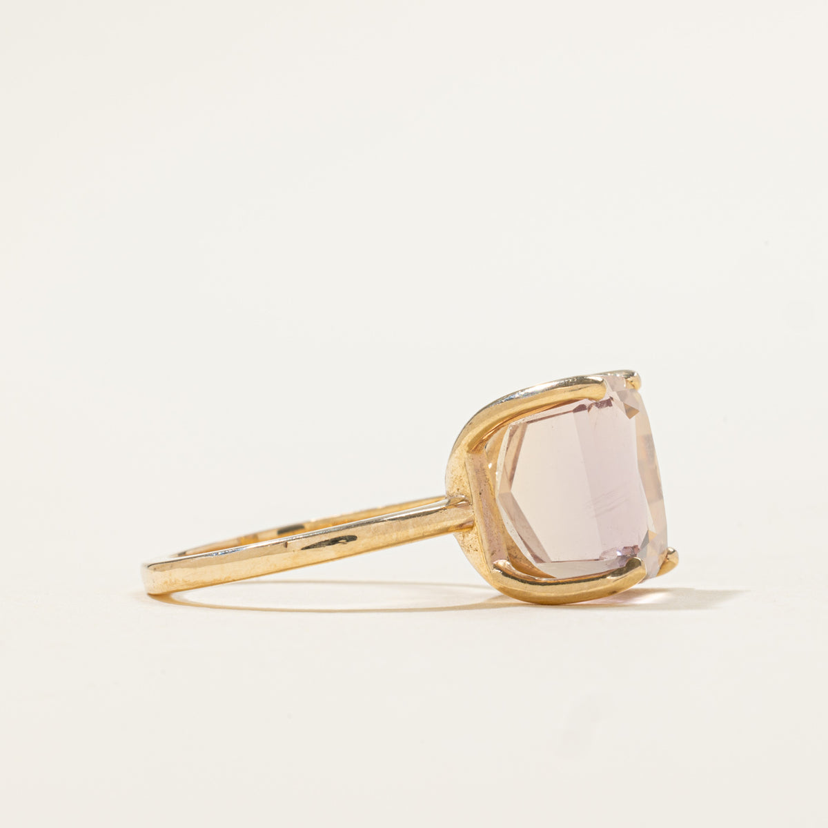 14k Solitaire Cushion Cut Ametrine Ring | 4.25ct | SZ 3.5