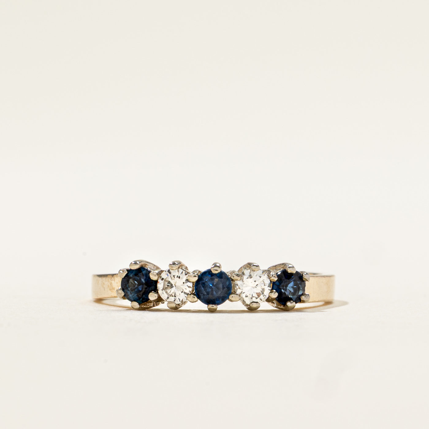 14k Five Stone Sapphire & Diamond Band | 0.26ctw, 0.15ctw | SZ 6
