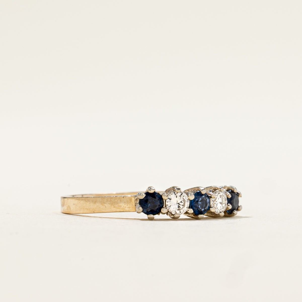 14k Five Stone Sapphire & Diamond Band | 0.26ctw, 0.15ctw | SZ 6