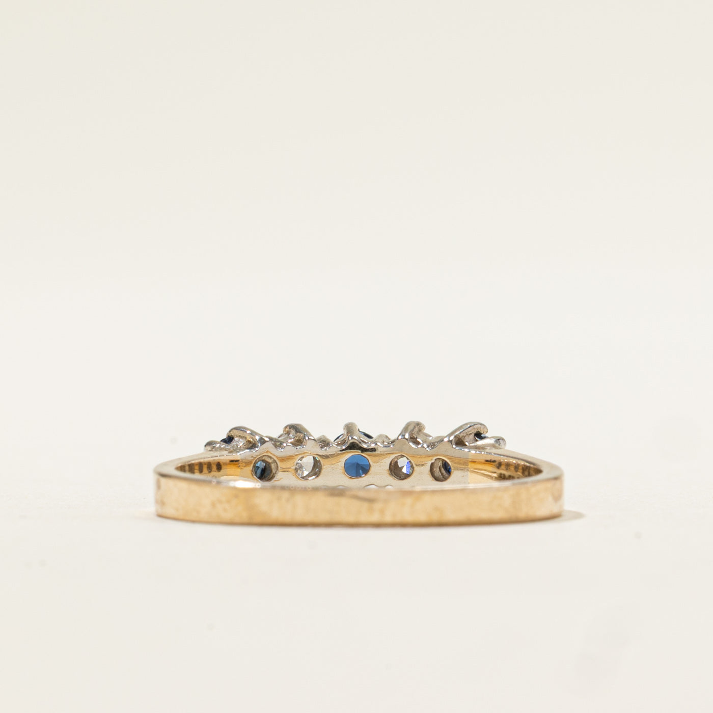 14k Five Stone Sapphire & Diamond Band | 0.26ctw, 0.15ctw | SZ 6