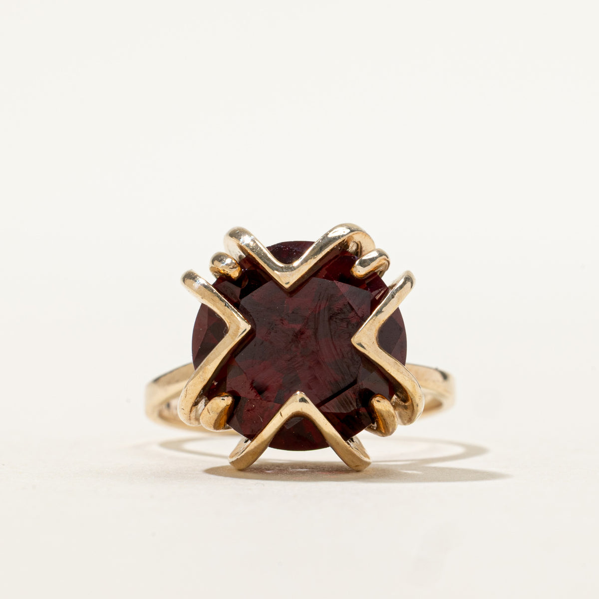 Vintage Canadian Synthetic Ruby Geometric Ring | 7.50ct | SZ 5.25