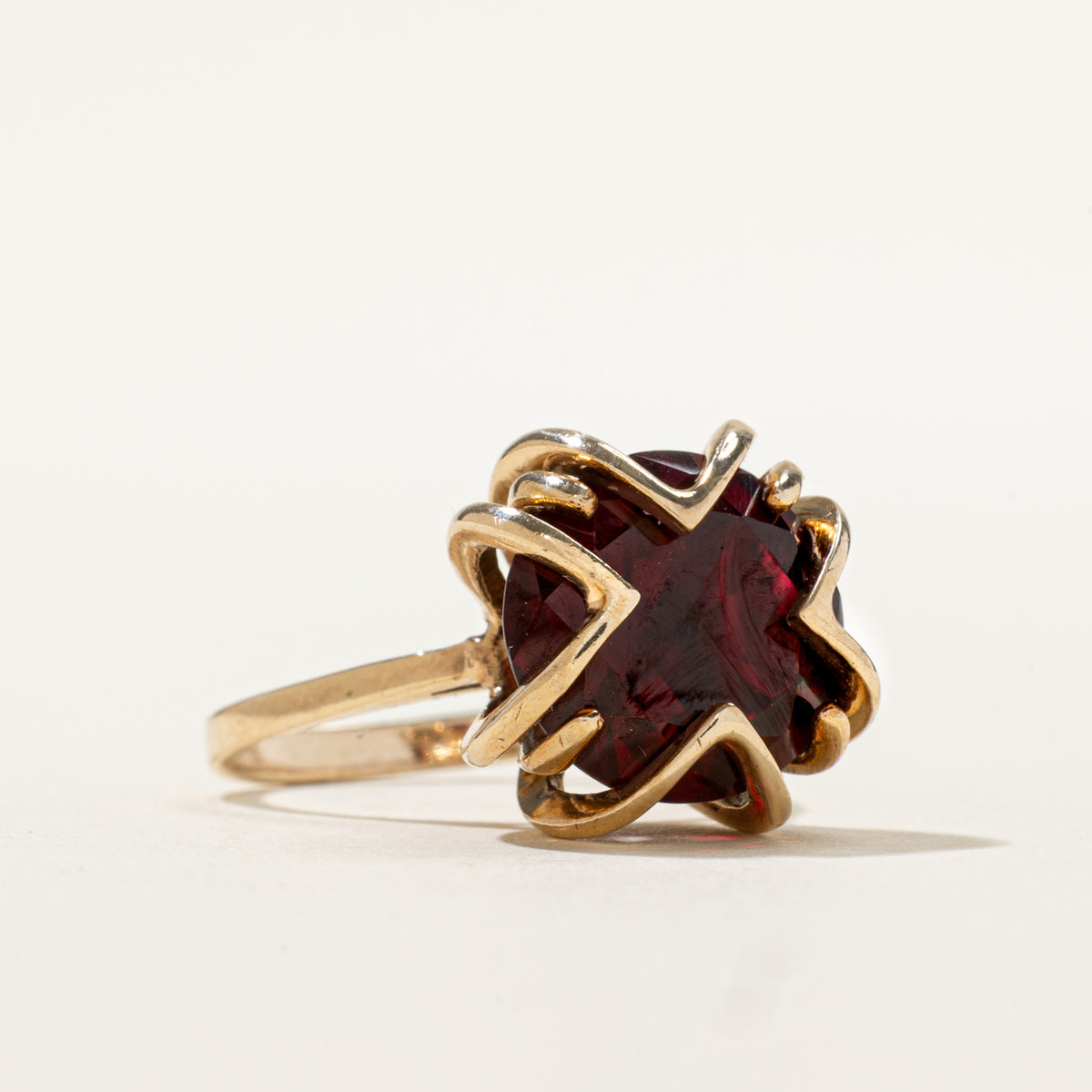 Vintage Canadian Synthetic Ruby Geometric Ring | 7.50ct | SZ 5.25