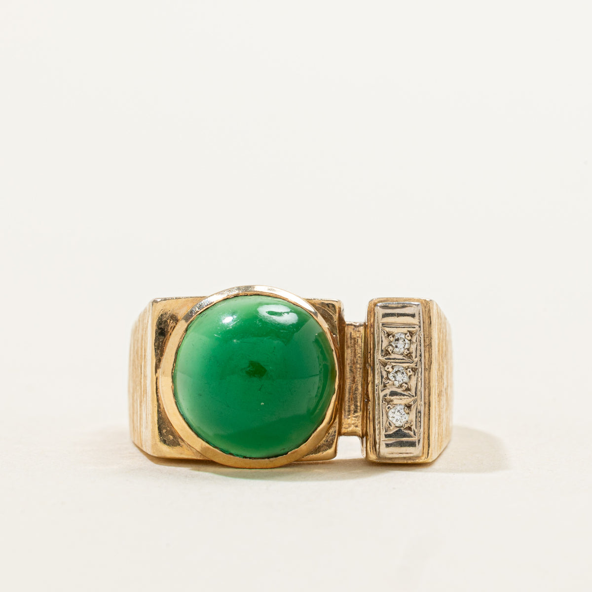 14k Bezel Set Chalcedony & Diamond Geometric Cocktail Ring | 2.60ct, 0.02ctw | SZ 7
