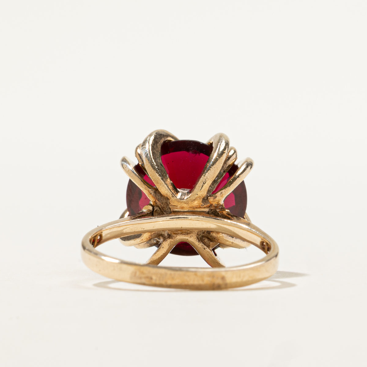 Vintage Canadian Synthetic Ruby Geometric Ring | 7.50ct | SZ 5.25