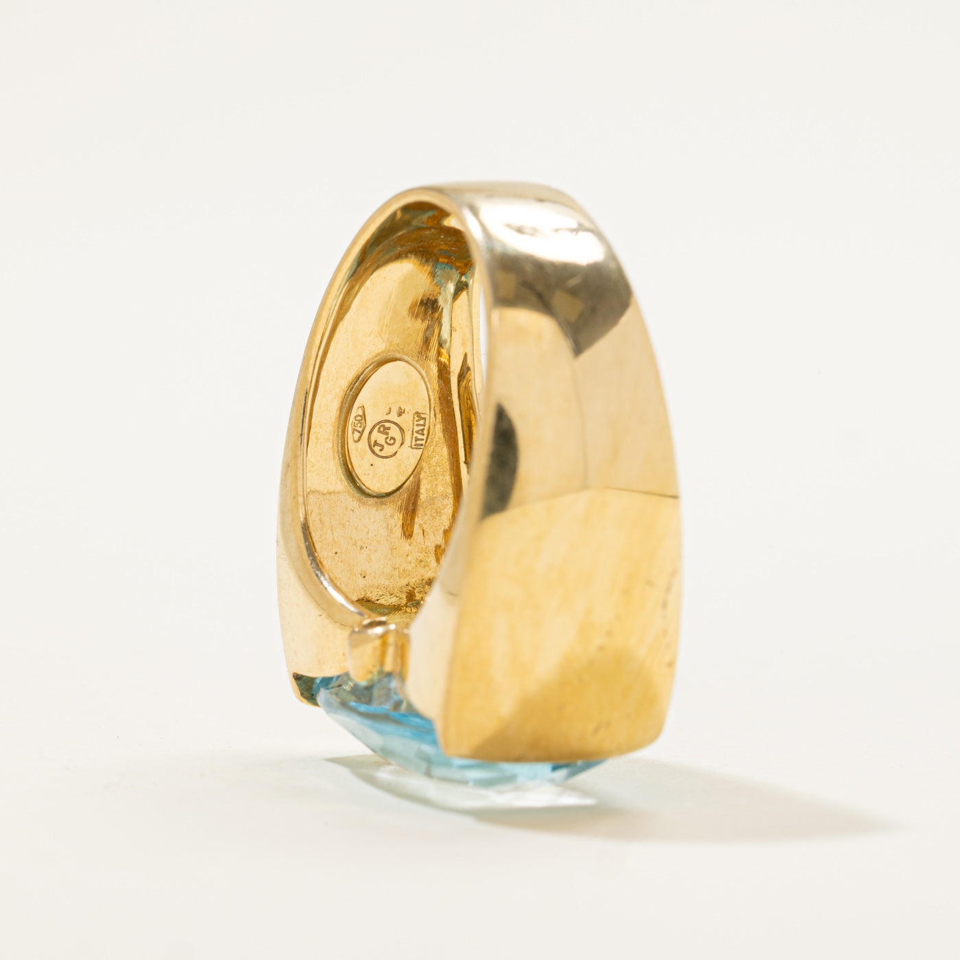 18k East West Cushion Cut Blue Topaz Cocktail Ring | 14.95ct | SZ 8.25