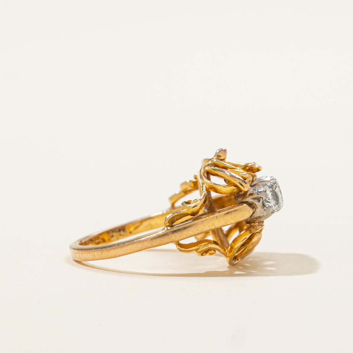 20k Five Stone Diamond Openwork & Scrollwork Ring | 0.45ctw | SZ 2.25
