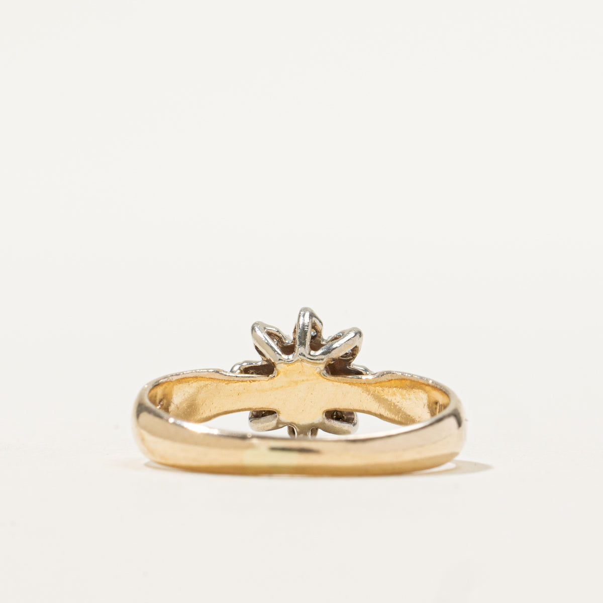 10k Ruby & Diamond Petal Halo Reverse Tapered Ring | 0.28ct, 0.04ctw | SZ 5.25