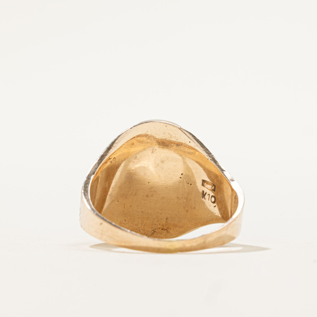 10k Hematite Warrior Intaglio Floral Engraved Signet Ring | 4.80ct | SZ 10.75