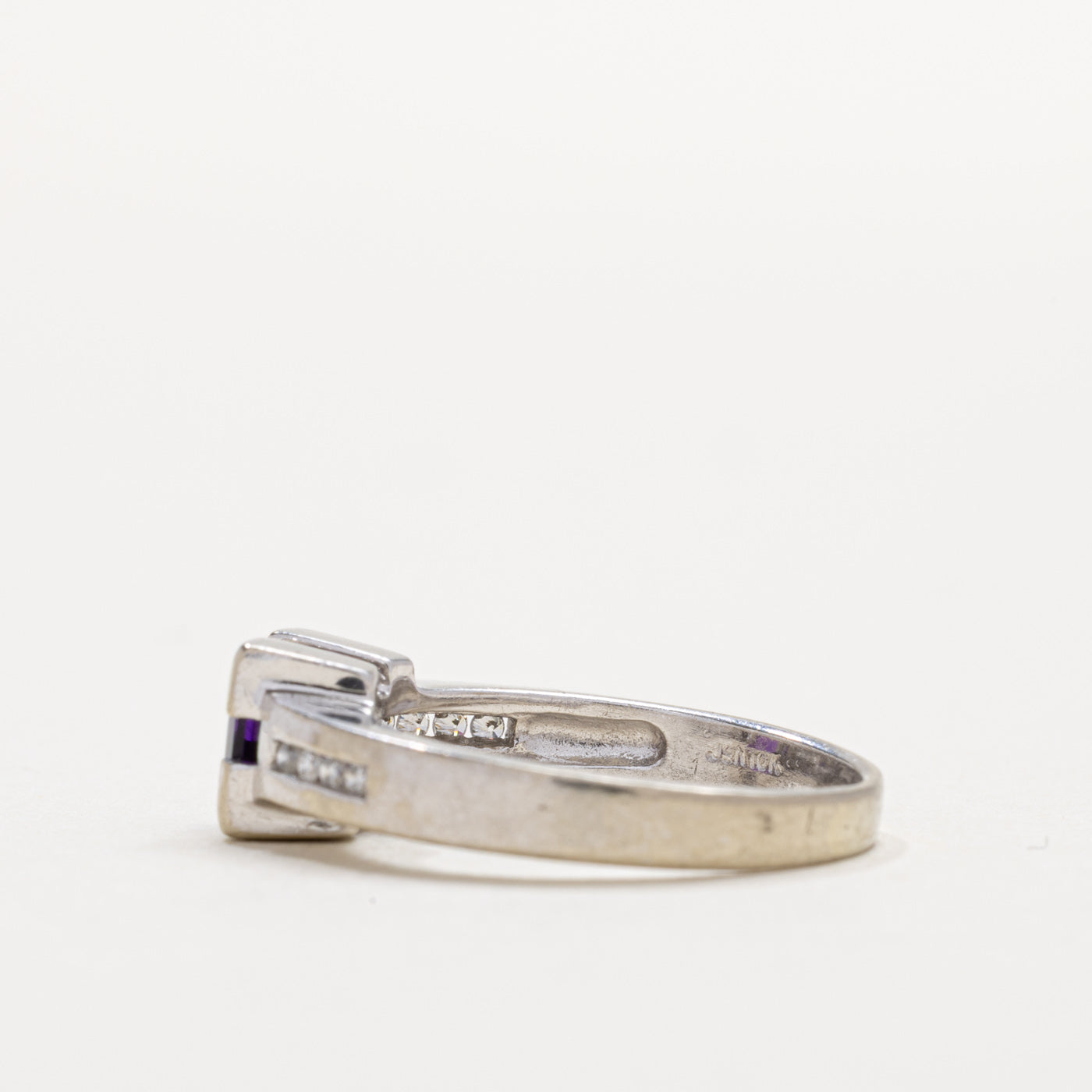 10K Princess Cut Amethyst & Diamond Accented Ring | SZ 5.0