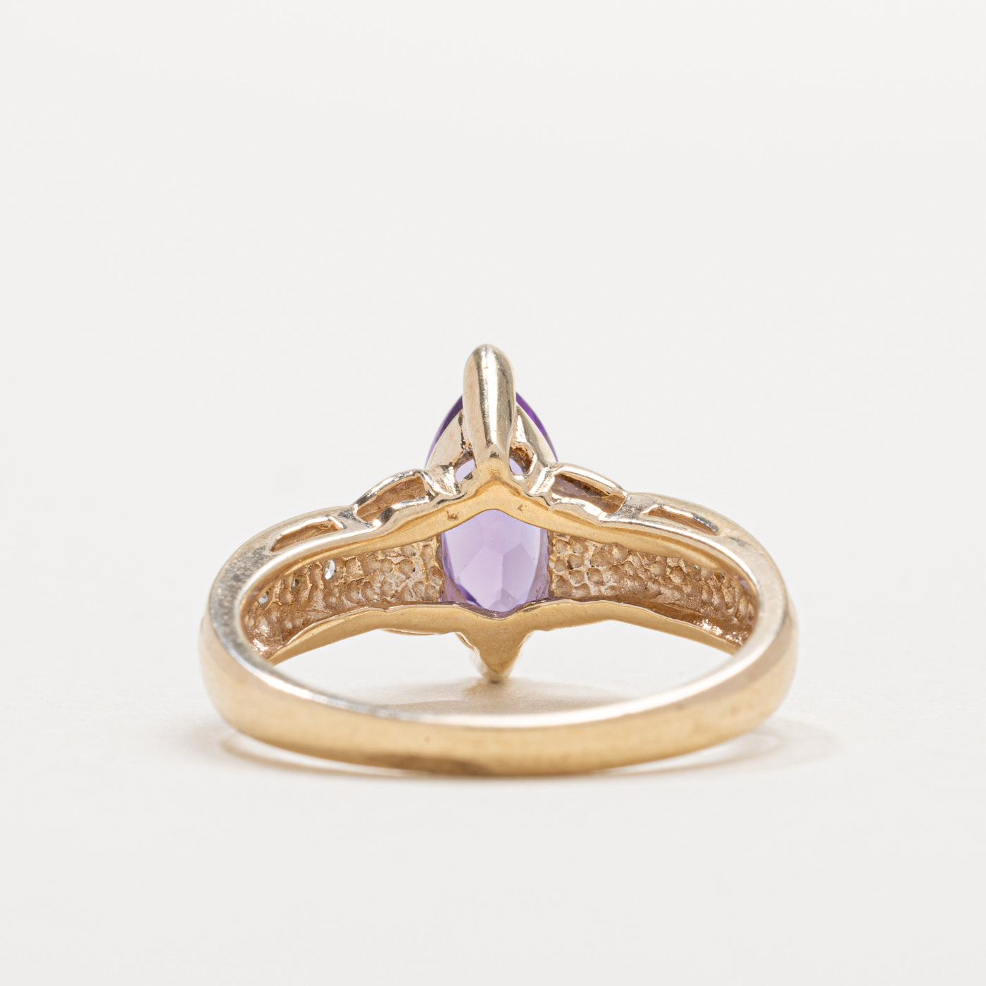 10K Marquise Cut Amethyst & Diamond Accented Ring | SZ 6.0