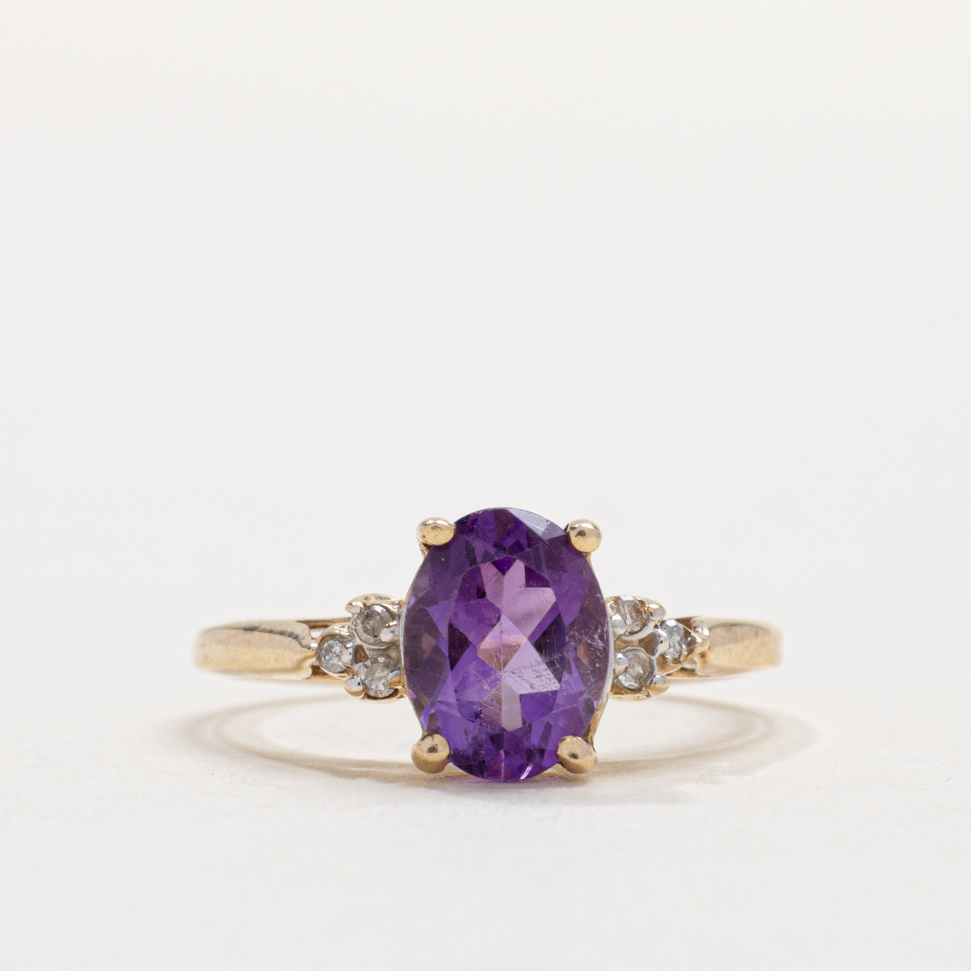 10K Oval Cut Amethyst & Diamond Accented Ring | SZ 5.0