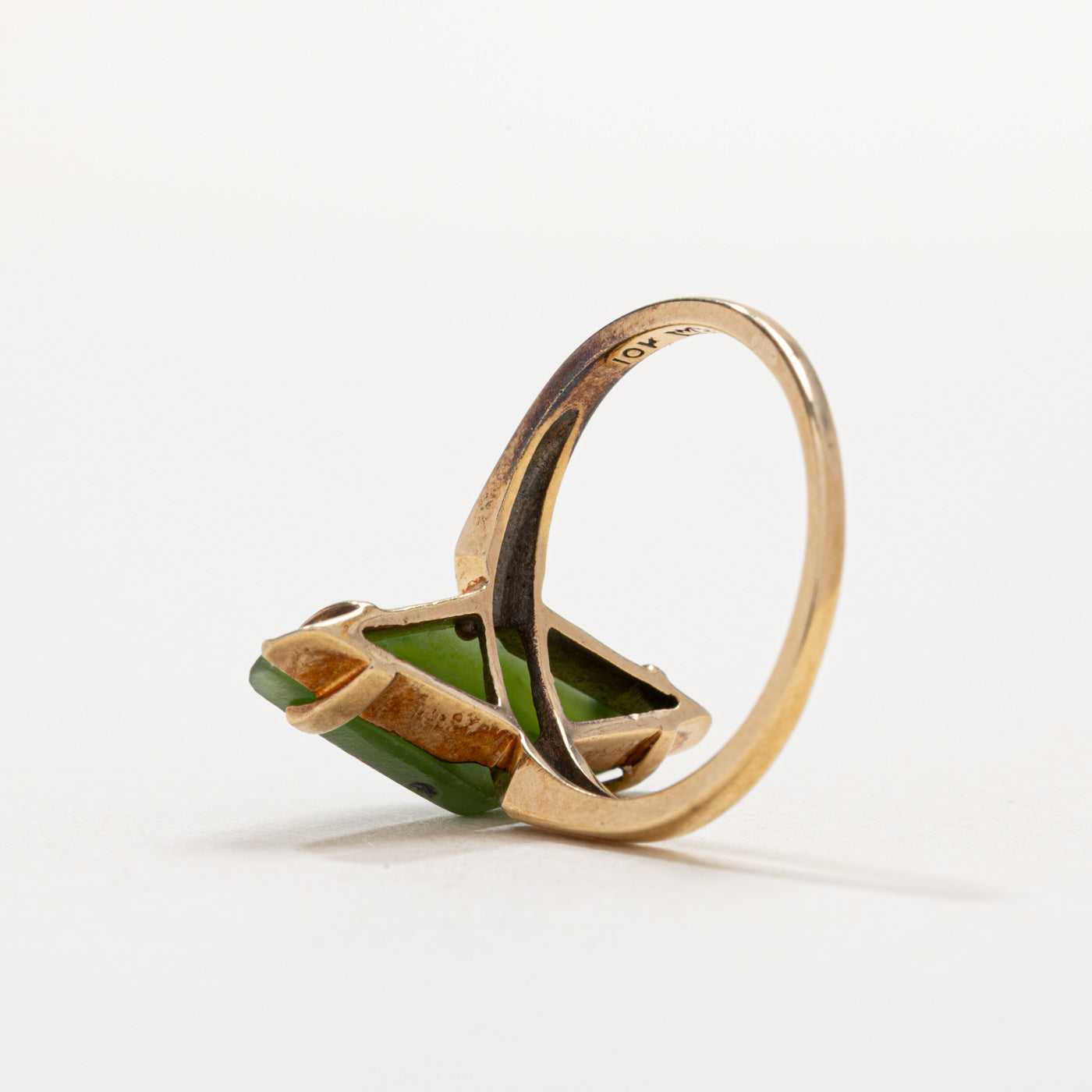 10K Slab Cut Nephrite Jade Ring | SZ 4.5