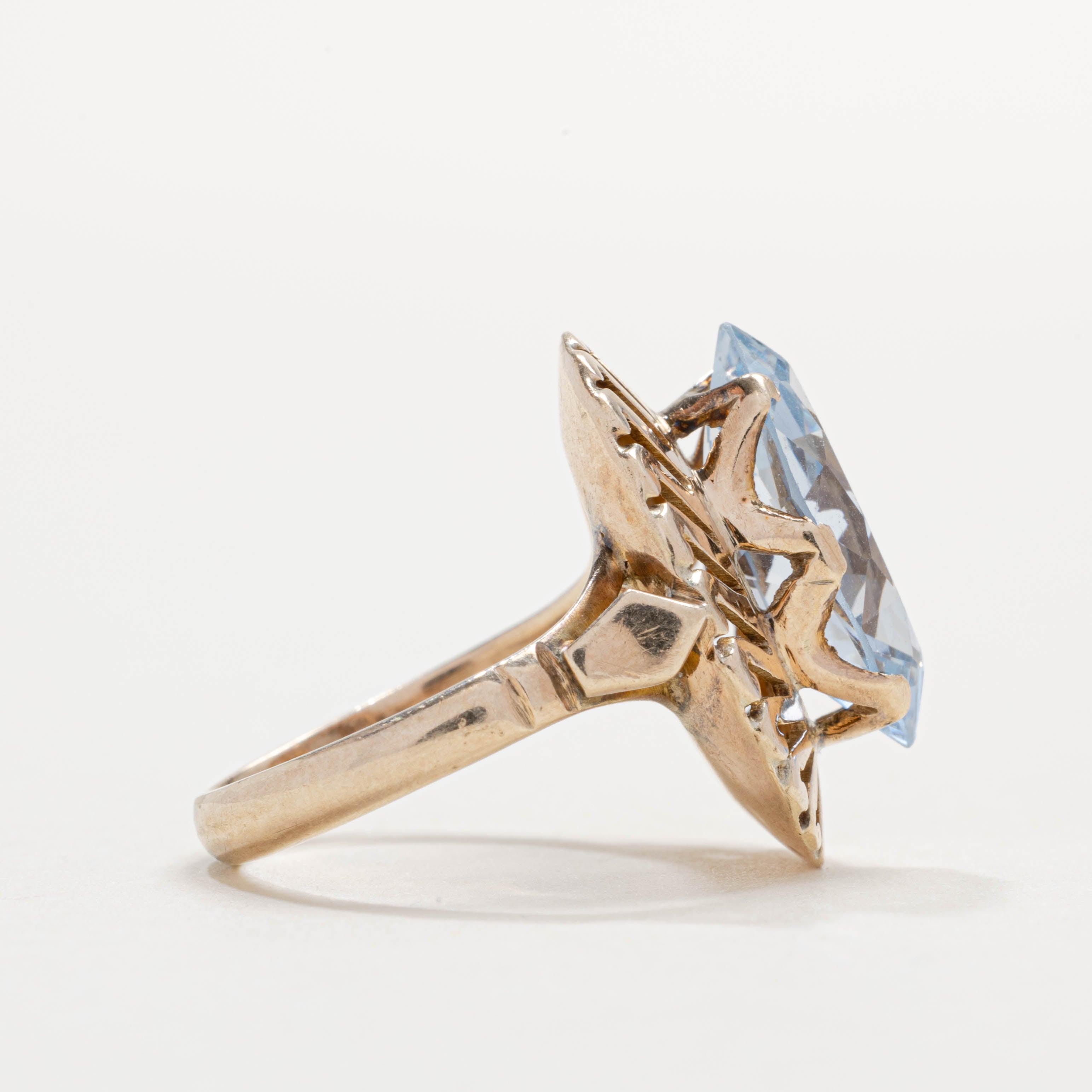 14K Marquise Cut Synthetic Spinel Geometric Cocktail Ring | SZ 4.0