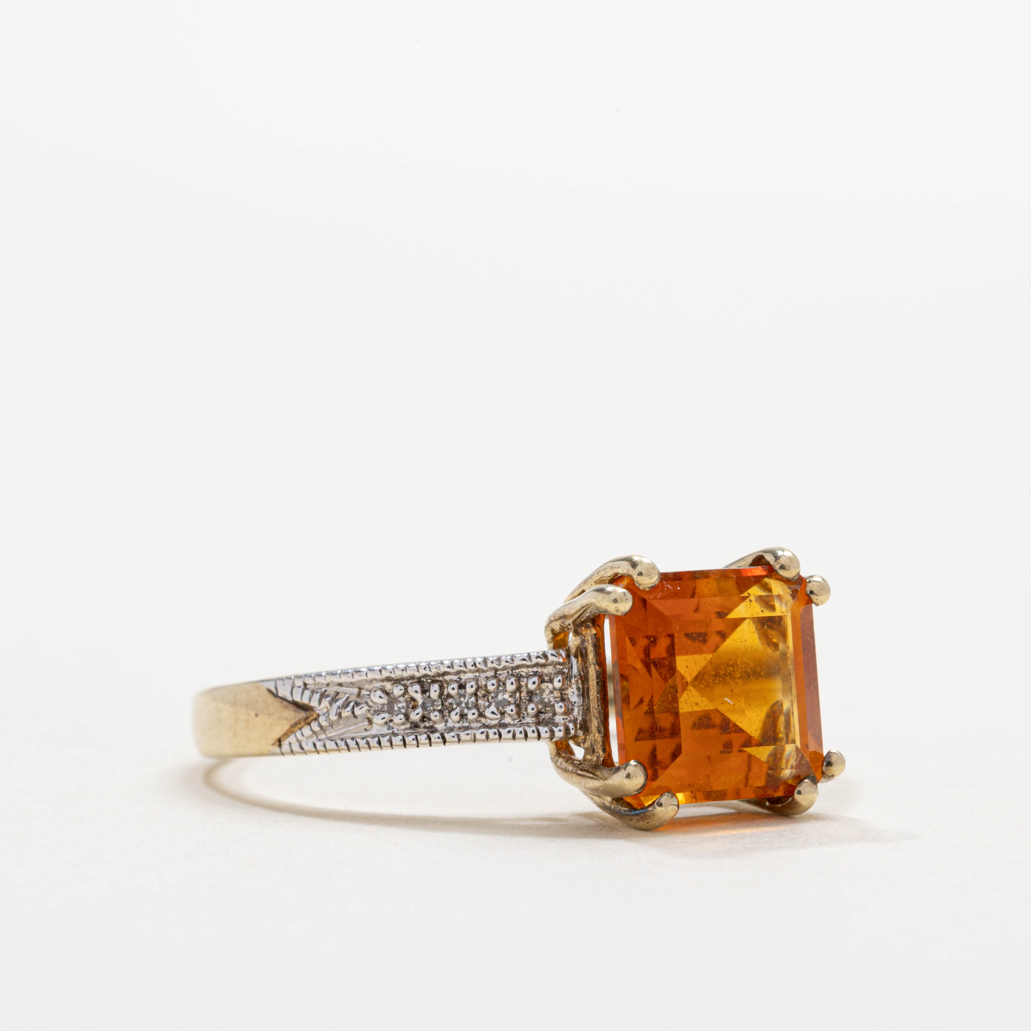 2001 Birmingham 9K Citrine & Diamond Ring | SZ 10.0
