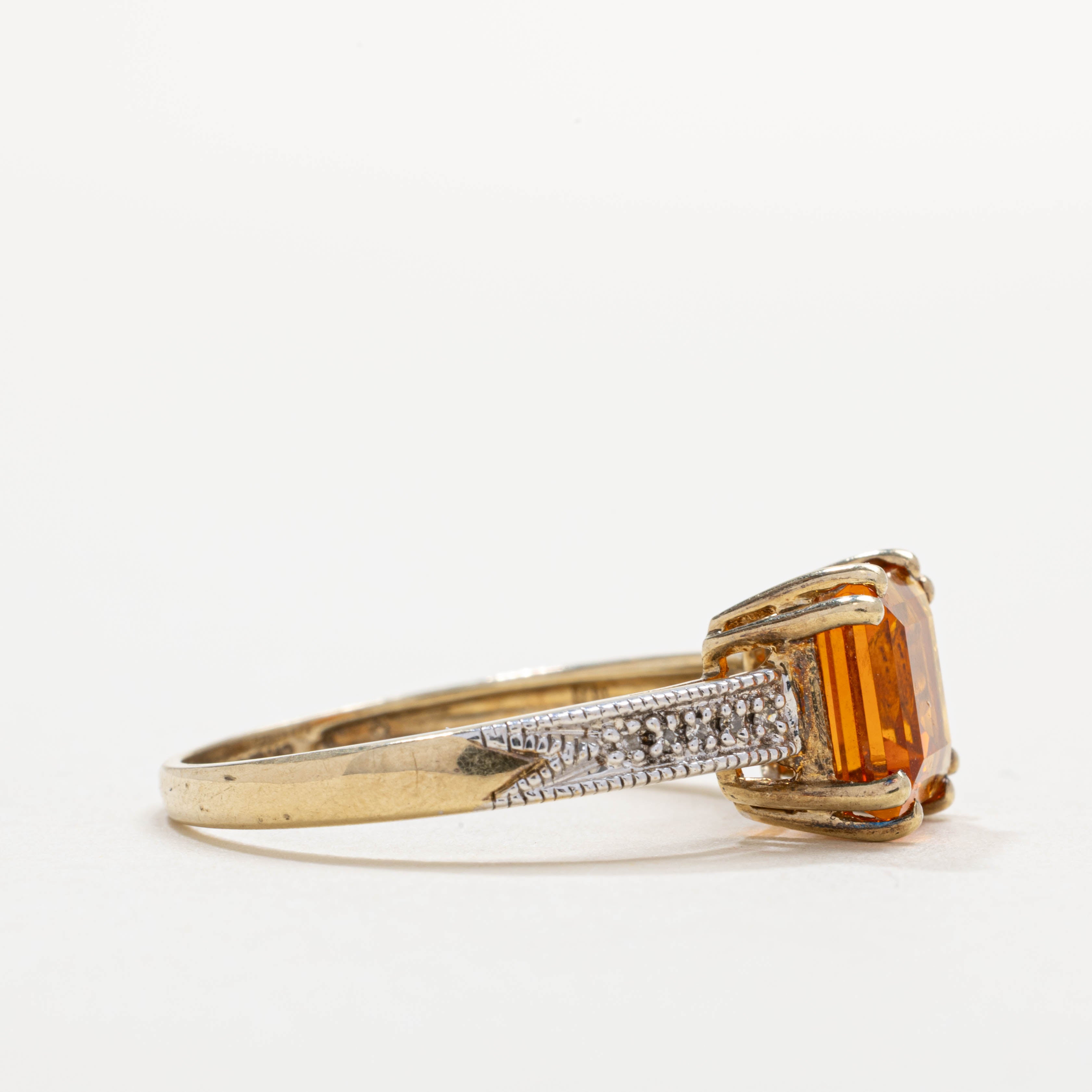 2001 Birmingham 9K Citrine & Diamond Ring | SZ 10.0