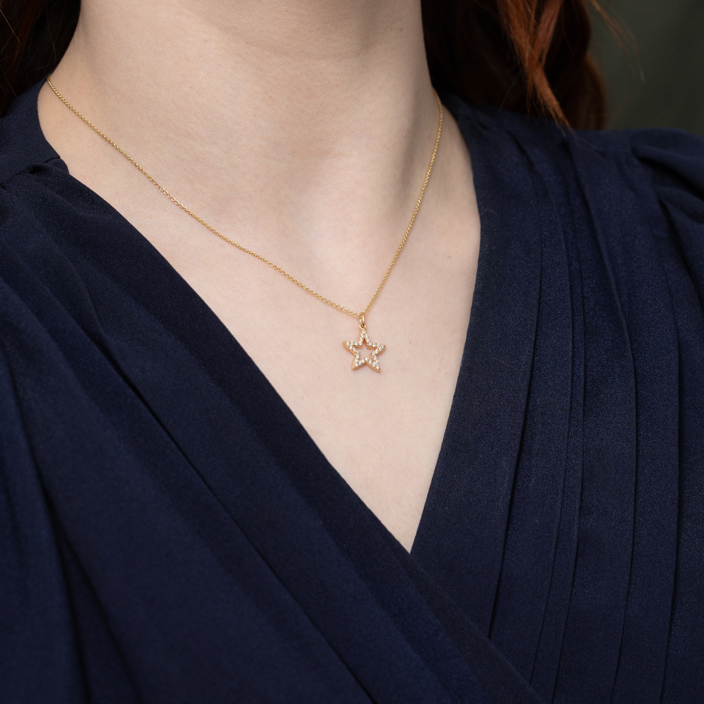 10K Diamond Star Pendant Necklace | 16"