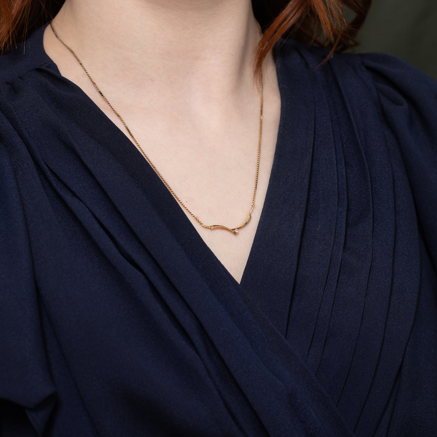 10K Diamond Wave Necklace | 18"