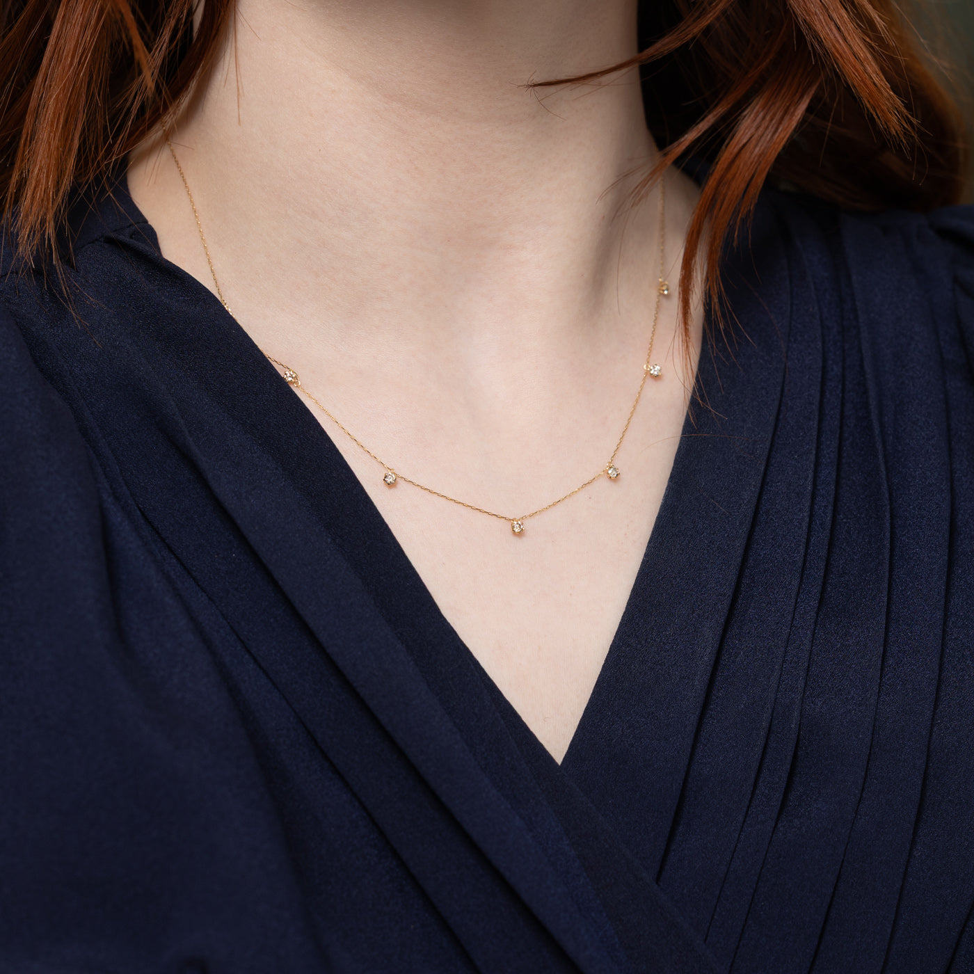 18k Yellow Gold Diamond Satellite Pendant Necklace | 18"