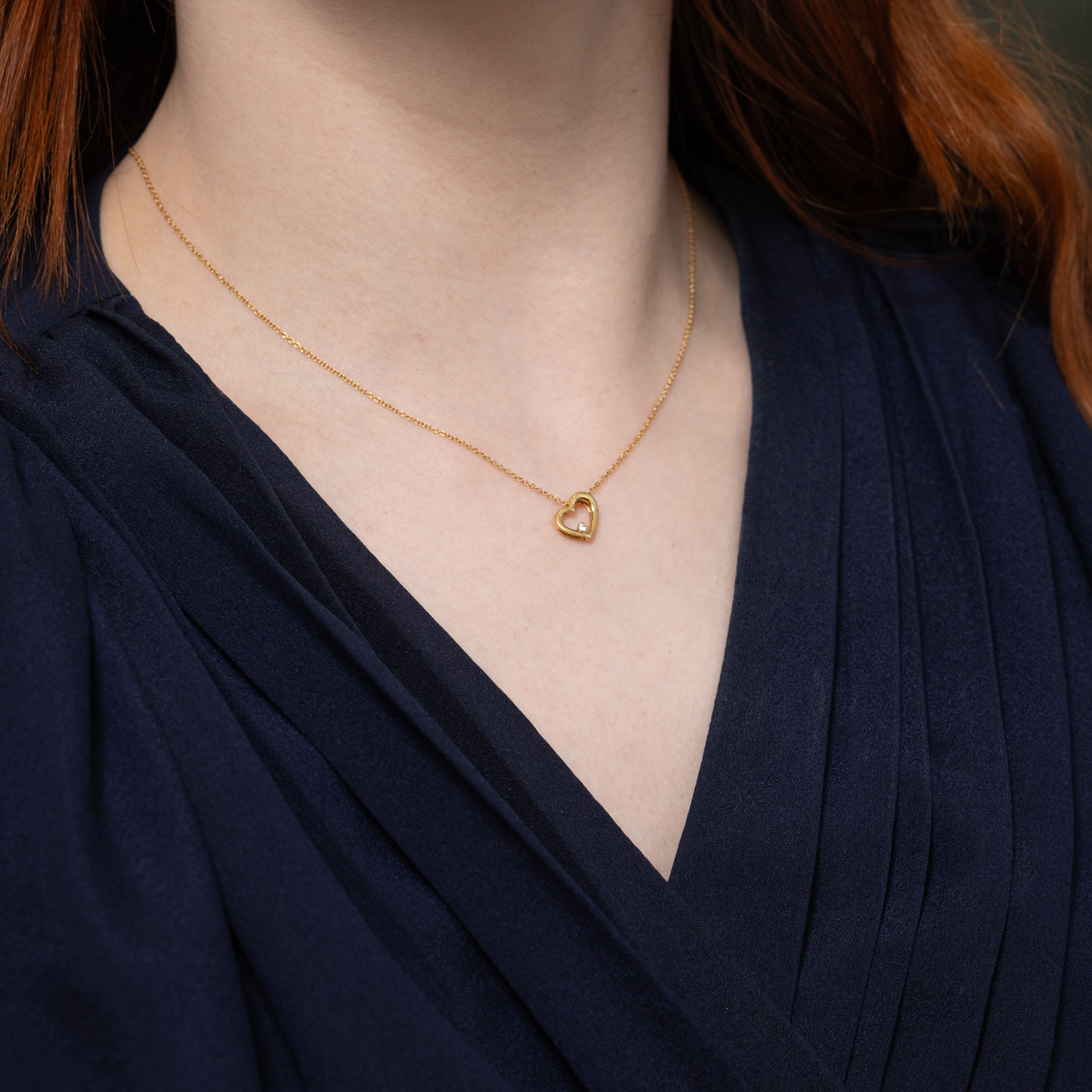 'Birks' 18K Diamond Heart Pendant Necklace | 17"