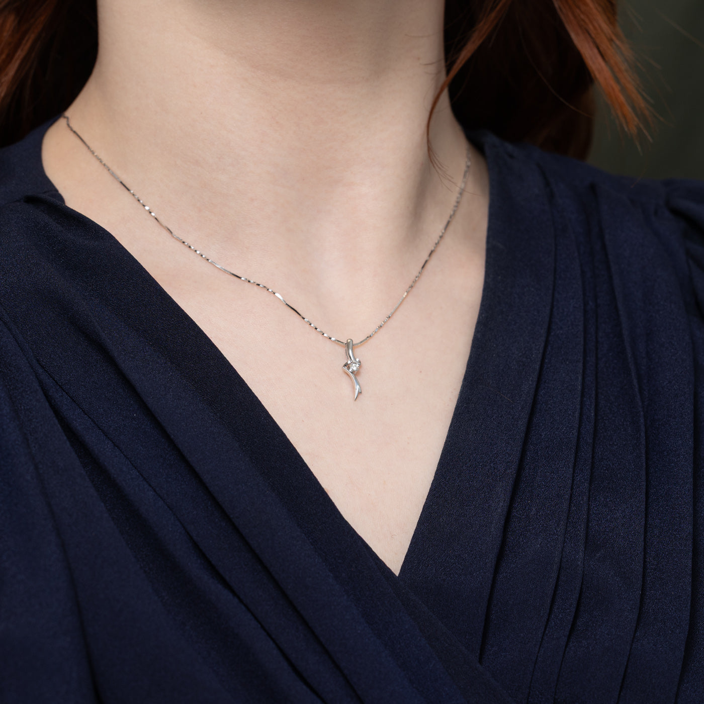 18K Diamond Abstract Swirl Pendant Necklace | 16"