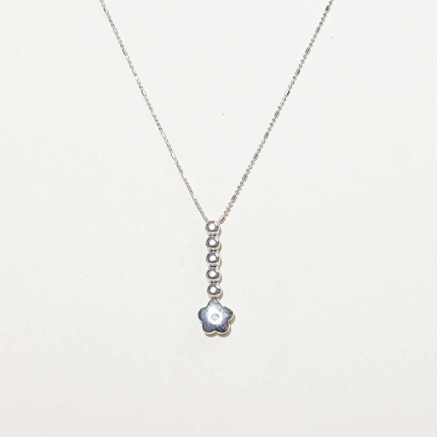 18K Diamond Flower Drop Pendant Necklace | 18"