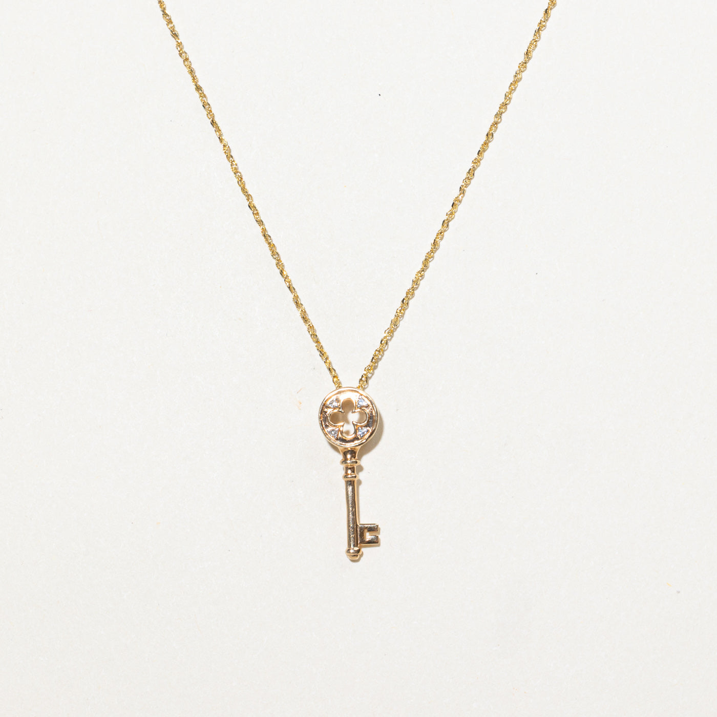 10K Diamond Key Pendant Necklace | 18"