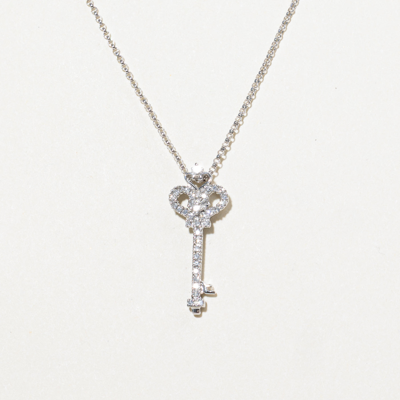 14K Diamond Key Pendant Necklace | 18"
