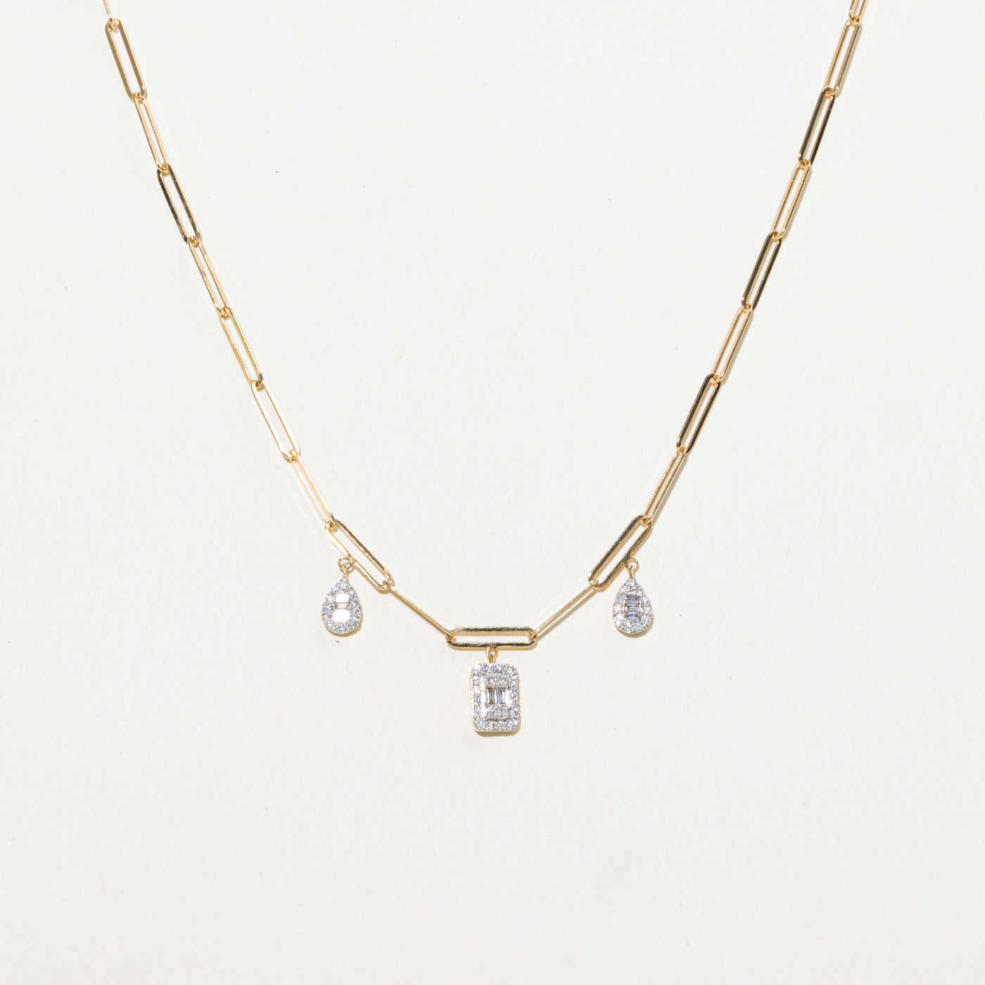 18K Diamond Geometric Cluster Pendant Necklace | 18"