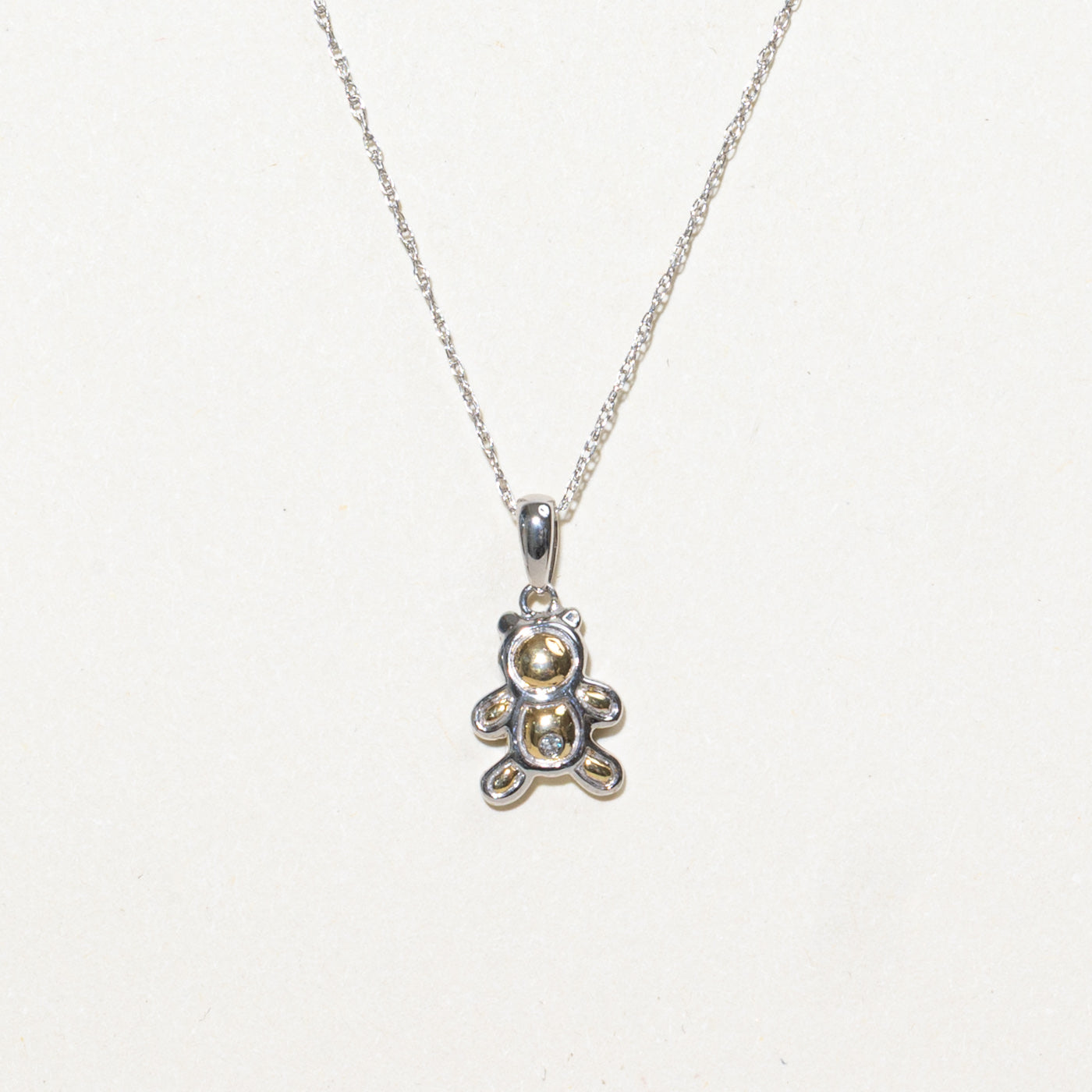 Collier pendentif ours en peluche serti de diamants 10 carats | 45,7 cm