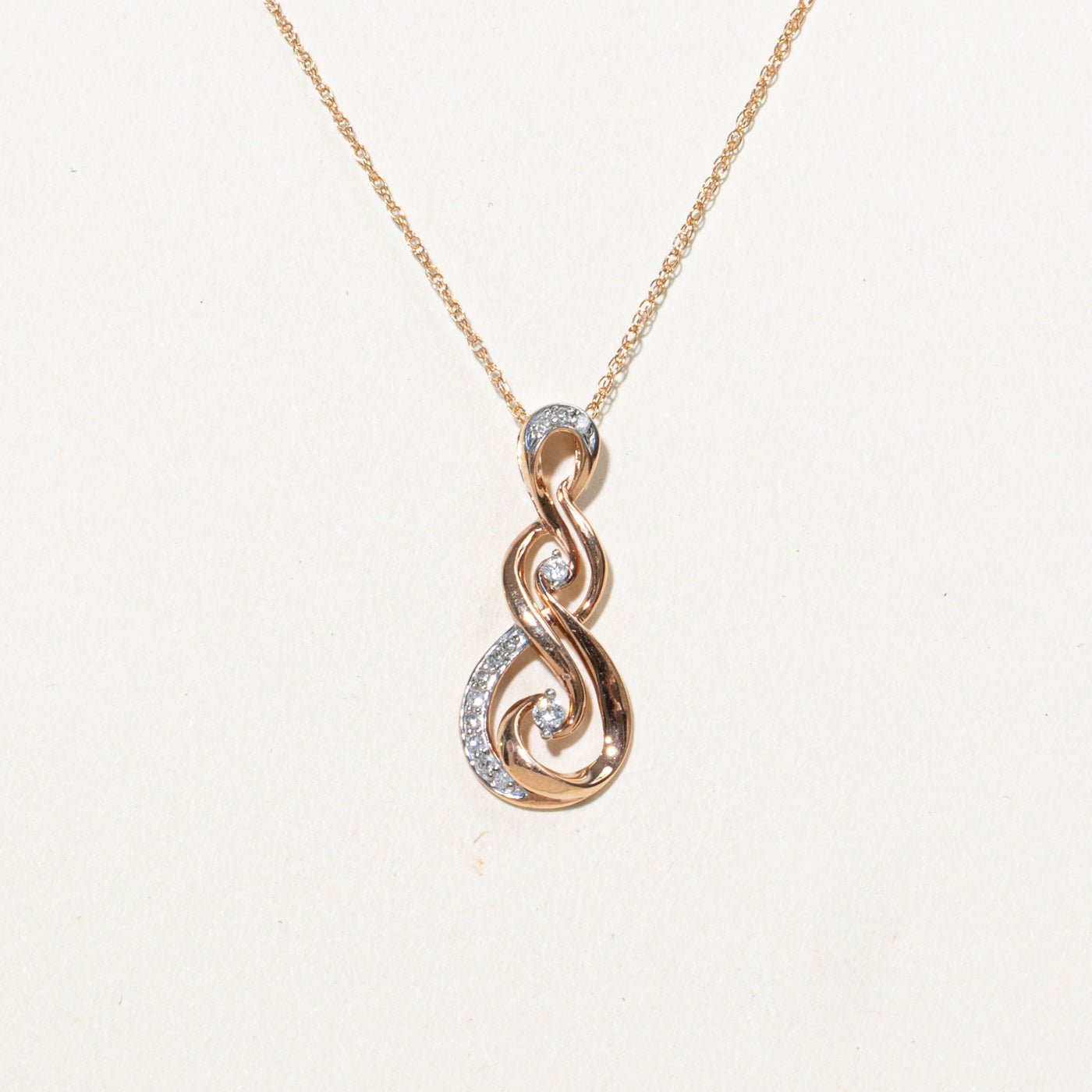 10K Rose Gold Diamond Swirl Pendant Necklace | 20"