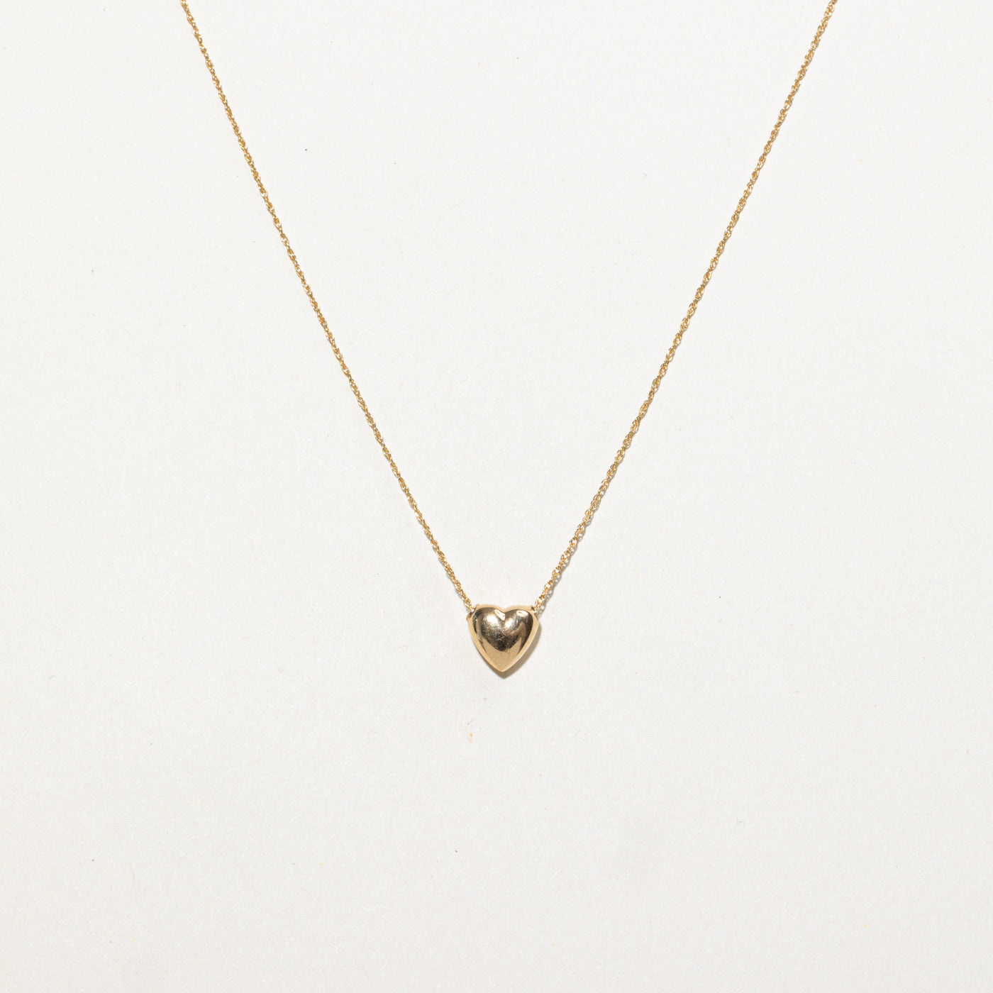 14k Yellow Gold Puffed Heart Pendant Necklace | 16"