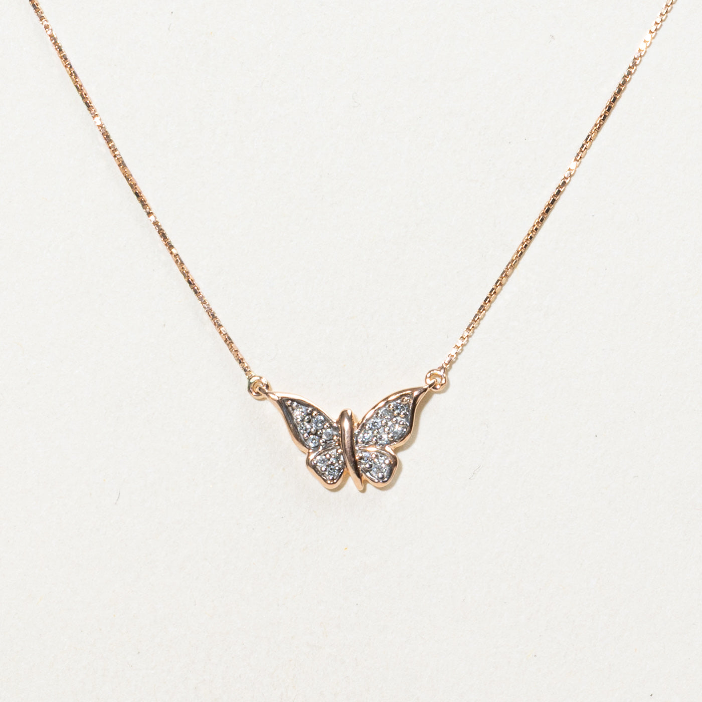 10K Diamond Butterfly Pendant Necklace | 17"