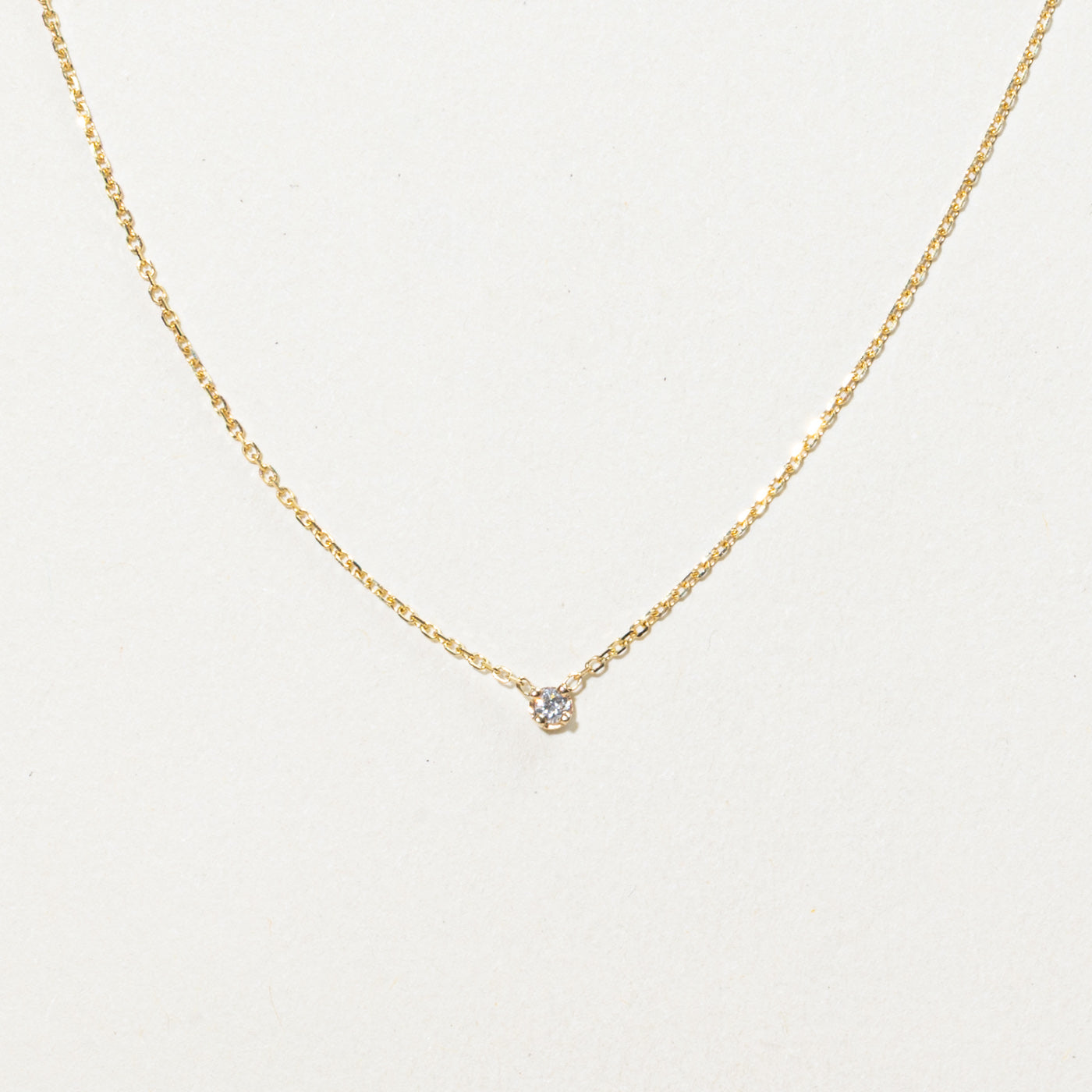 14K Solitaire Diamond Pendant Necklace | 14"