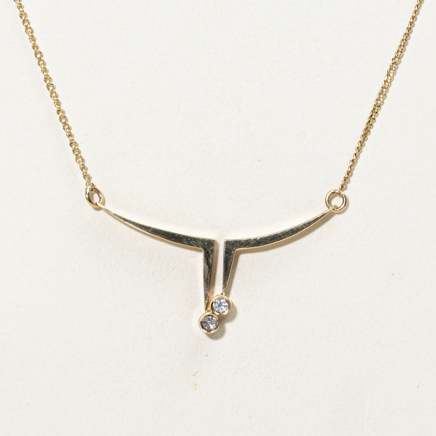 14K Diamond Geometric Drop Pendant Necklace | 15"