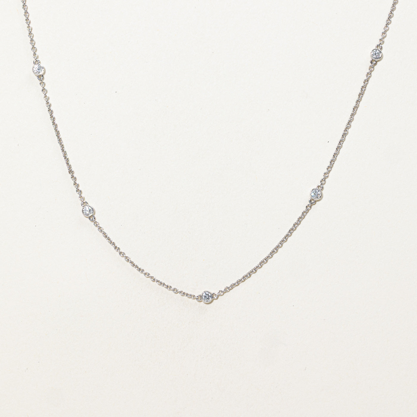 18K Bezel Set Diamond Satellite Necklace | 16.5"