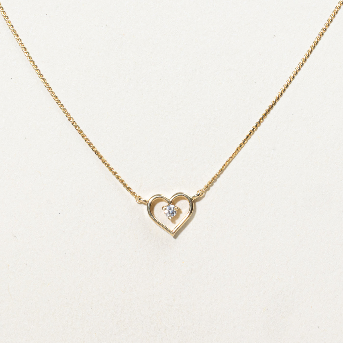 14K Diamond Heart Pendant Necklace | 14"