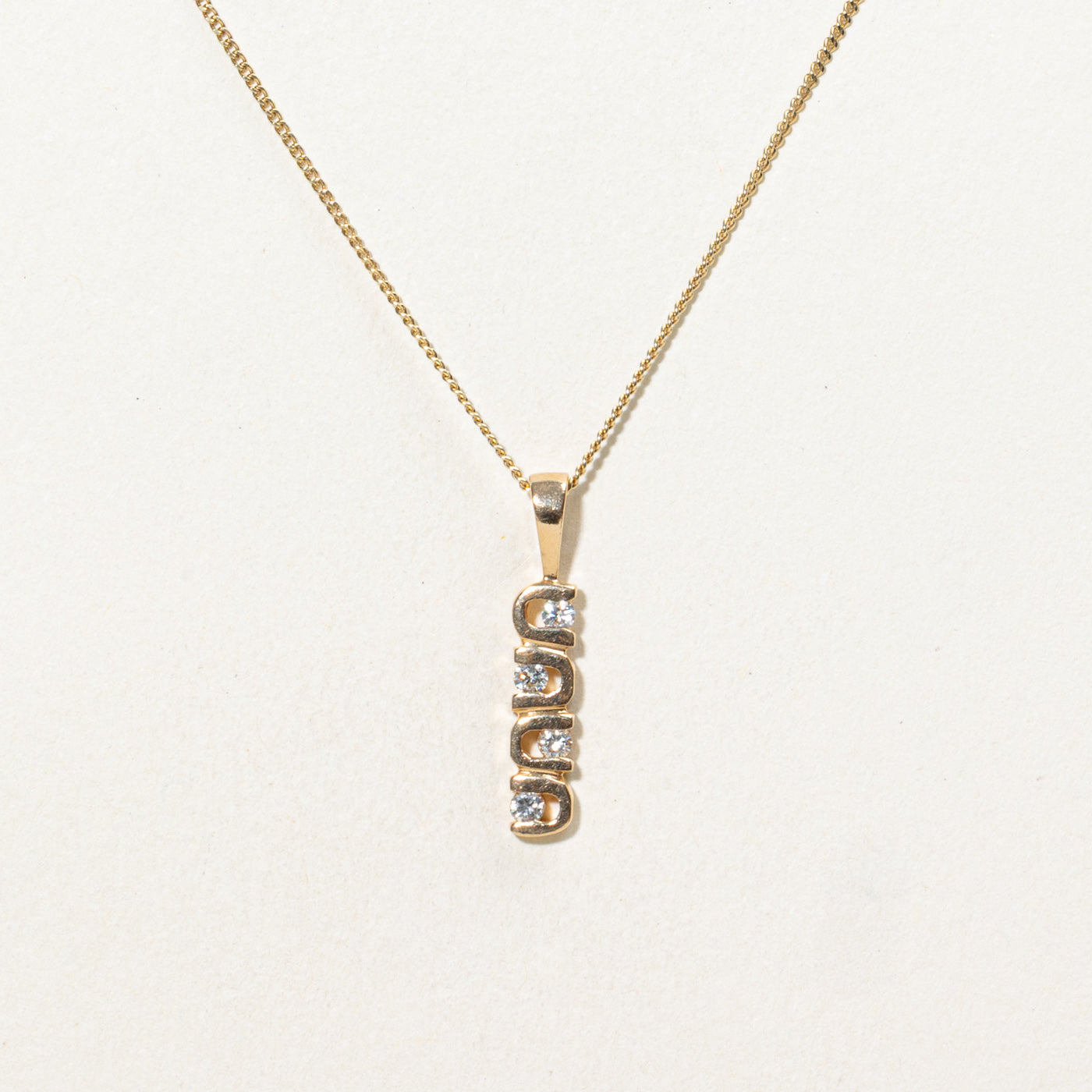 14K Diamond Geometric Bar Pendant Necklace | 15"